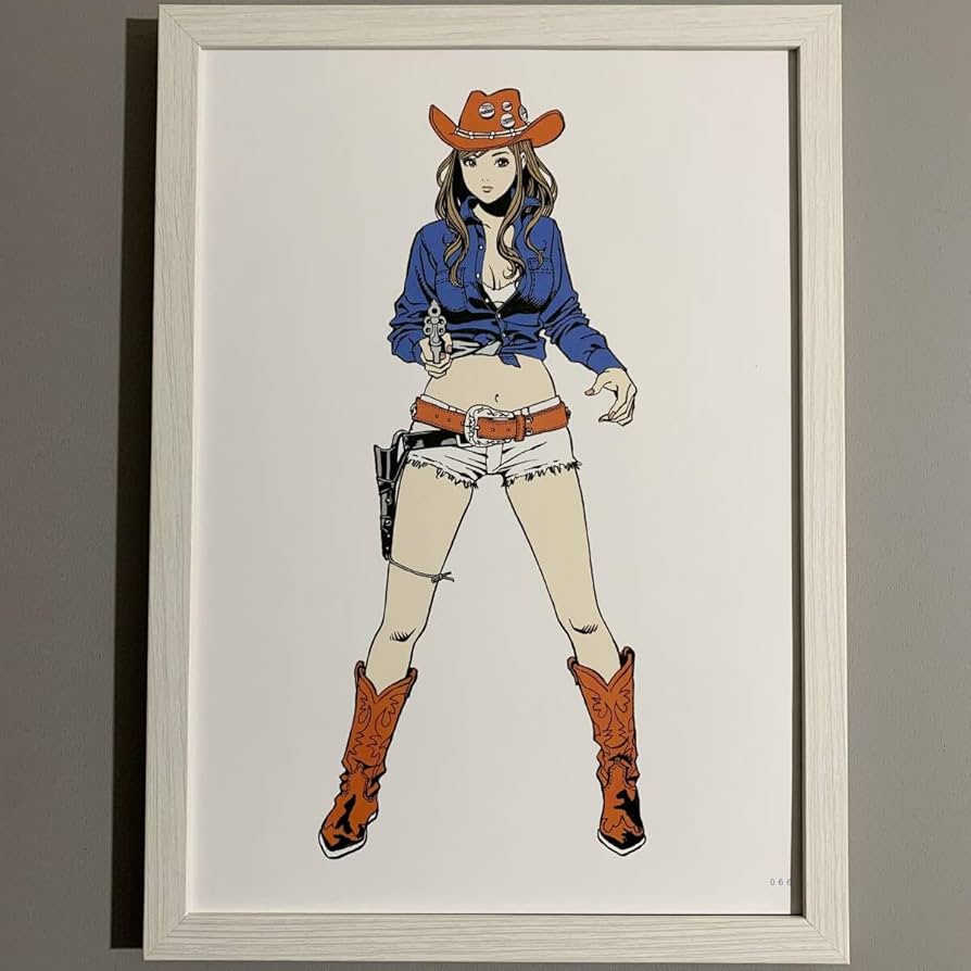 【額装済】江口寿史 版画 「Cowgirls」 サイン入 額装済】江口寿史 版画 「Cowgirls」 サイン入